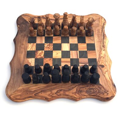 Juego de ajedrez tamaño tablero de ajedrez. M hecho a mano de madera de olivo