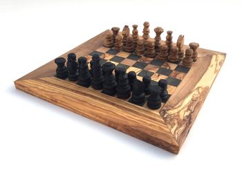 Jeu d&#39;échecs échiquier Gr. M fait à la main en bois d&#39;olivier 3