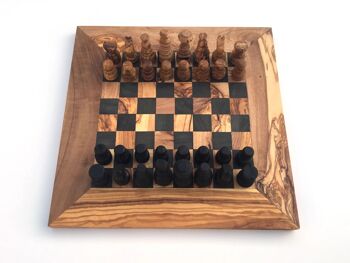 Jeu d&#39;échecs échiquier Gr. M fait à la main en bois d&#39;olivier 4