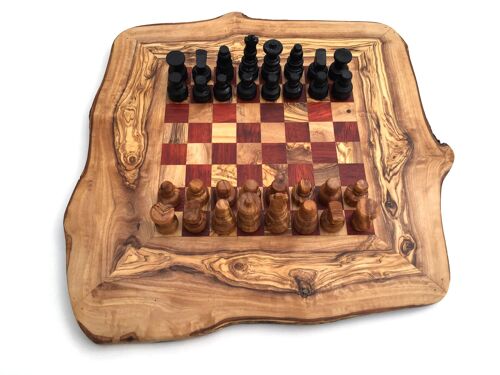 Schachspiel Schachbrett Gr. M handgemacht aus Olivenholz