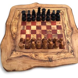 Jeu d&#39;échecs échiquier Gr. M fait à la main en bois d&#39;olivier