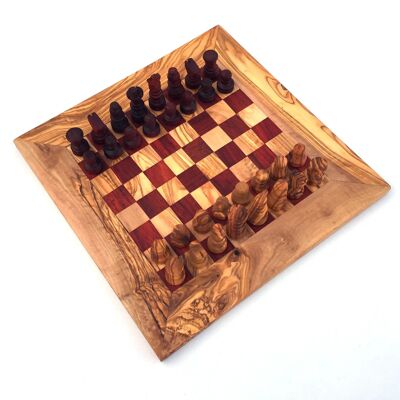 Jeu d&#39;échecs échiquier Gr. M fait à la main en bois d&#39;olivier