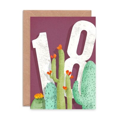 Tarjeta de felicitación Cactus dieciocho solo