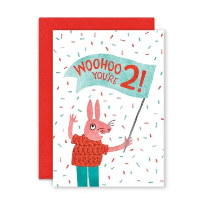 Two Years Rabbit Single Greeting Card