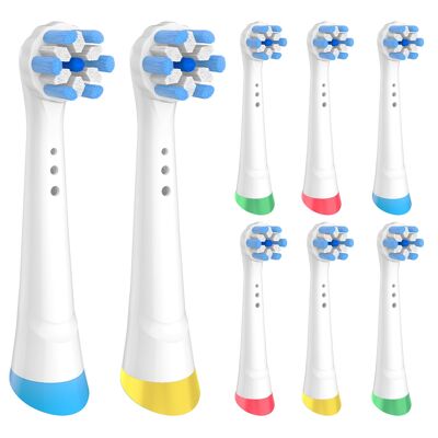 Têtes de brosse compatibles avec les brosses à dents Oral B IO (pack de 8) blanches