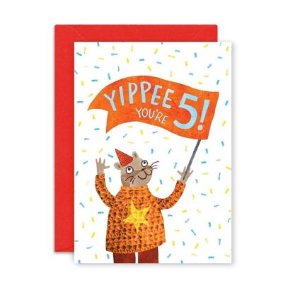 Five Years Bear Single Greeting Card