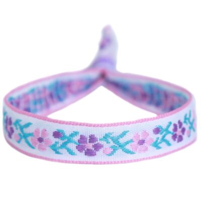 Geweven armbandje pink flower