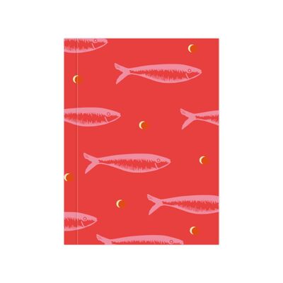 Petit carnet pages blanches "Sardines roses"