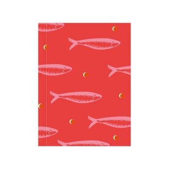 Petit carnet pages blanches "Sardines roses" 1