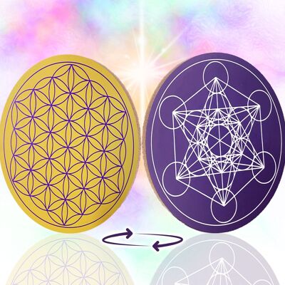 Wooden Flower of Life to Recharge Divinatory Stones and Pendulums & Metatron's Cube ⌀15CM - 100% Made in France
