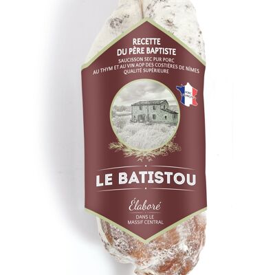 Saucisson sec au thym et au vin des Costières de Nîmes Recette du Père Baptiste 200g NU