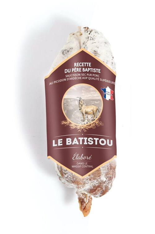 Saucisson sec au picodon d'Ardèche AOP Recette du Père Baptiste 200g NU