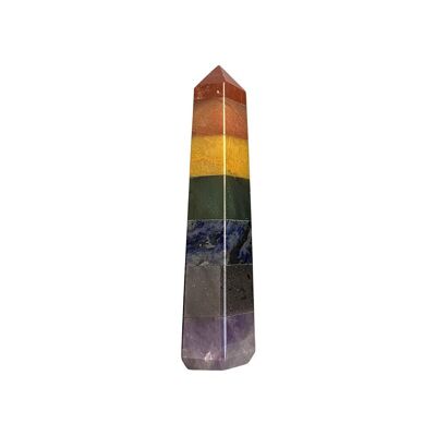 Pequeña torre de obelisco - Cristal adherido de 7 chakras - 5-7 cm