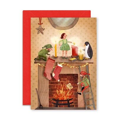 Carte de voeux simple de cheminée de Noël