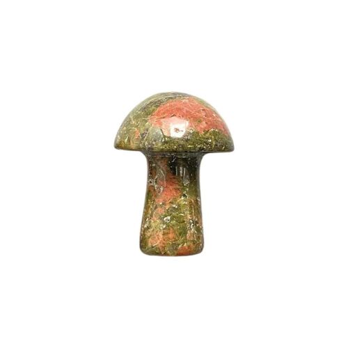 Hand Carved Crystal Mushroom - 2cm - Unakite