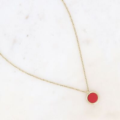 Necklace - round pendant and round natural stone