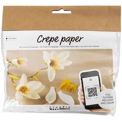 Kit fiori di carta crespa fai da te - Ramo di magnolia