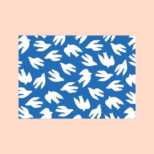 Carte postale "Oiseaux bleus"