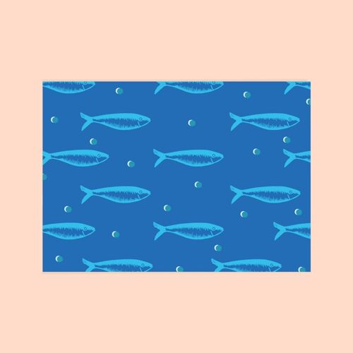 Carte postale "Sardines turquoises"