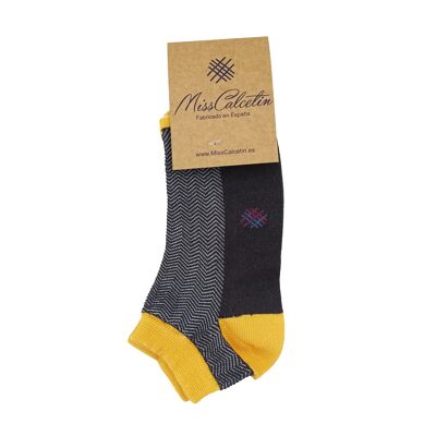 Miss Anthracite Sunflower Herringbone Ankle Sock