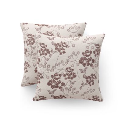 Lot de 2 housses de coussin en coton jacquard avec fermeture éclair Ilala 45x45 cm