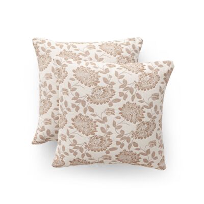 Pack of 2 cotton jacquard cushion covers with zipper closure Mombasa 45x45 cm