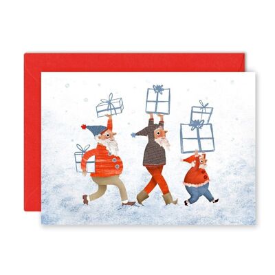 Weihnachtselfen Einzelgrußkarte
