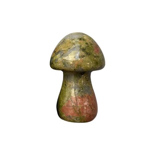 Hand Carved Crystal Mushroom - 3.5cm - Unakite