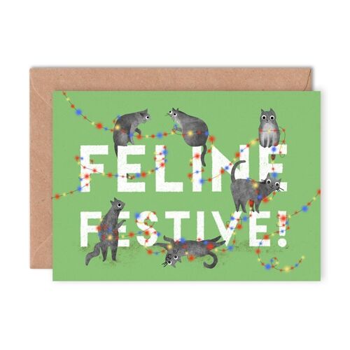 Feline Festive Single Greeting Card