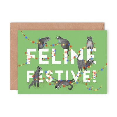 Feline Festive Single Tarjetas de felicitación