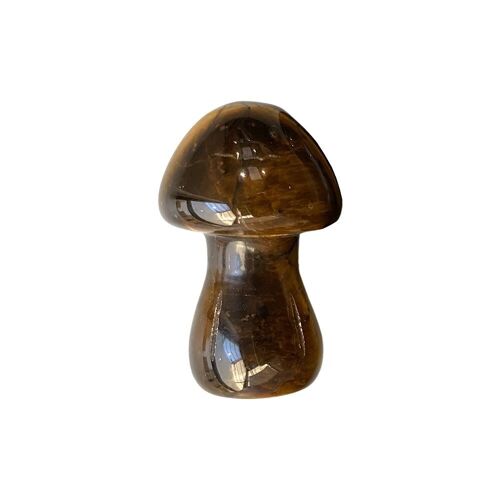 Hand Carved Crystal Mushroom - 3.5cm - Tiger's Eye