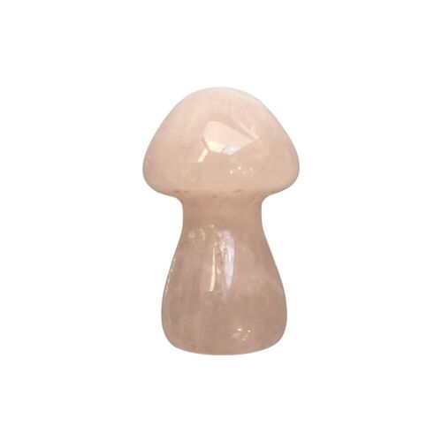 Hand Carved Crystal Mushroom - 3.5cm - Rose Quartz