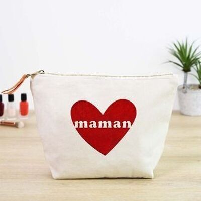 Trousse Maman gros coeur (effet velours)