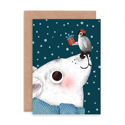 Polar Bear & Penguin Single Greeting Card