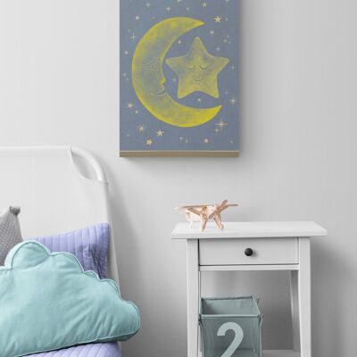 Mond und Stern 12"x16" - Leinwanddrucke Wanddekoration