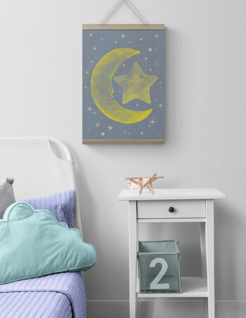 Lune et étoile 12"x16" - Impressions sur toile, décoration murale 1