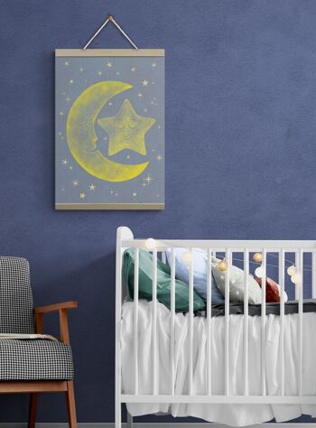 Lune et étoile 12"x16" - Impressions sur toile, décoration murale 3