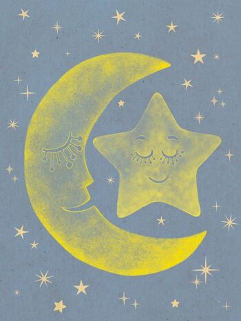 Lune et étoile 12"x16" - Impressions sur toile, décoration murale 4