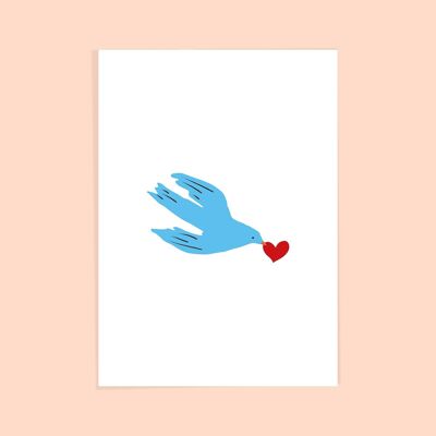 Cartolina "uccello del cuore"