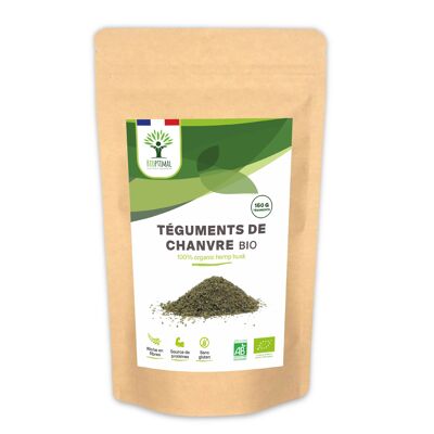 Cubiertas de semillas de cáñamo orgánico - Cubiertas de semillas de cáñamo 100% - Fuente de fibra - Inmunidad - Hecho en Francia - Certificado Ecocert - Vegano