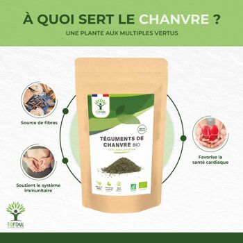 Téguments de Chanvre Bio - 100% téguments de graines de chanvre - Source de fibres - Immunité - Fabriqué en France - Certifié Ecocert - Vegan 4