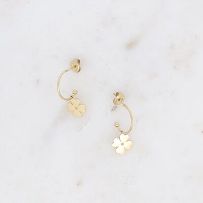 Kaliyadi hoop earrings - 4 leaf clover in stainless steel