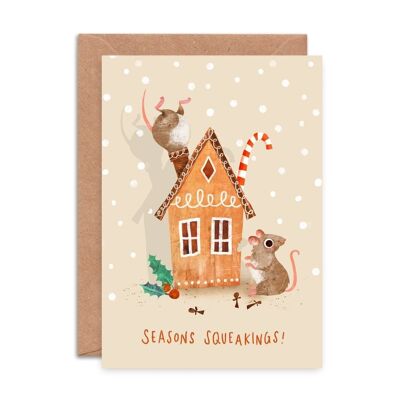 Gingerbread Mouse Single Greeting Card