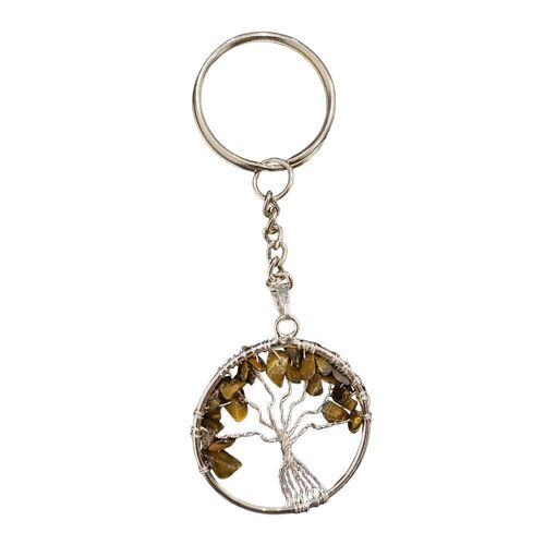 Tiger's Eye - Crystal Tree of Life Keychain