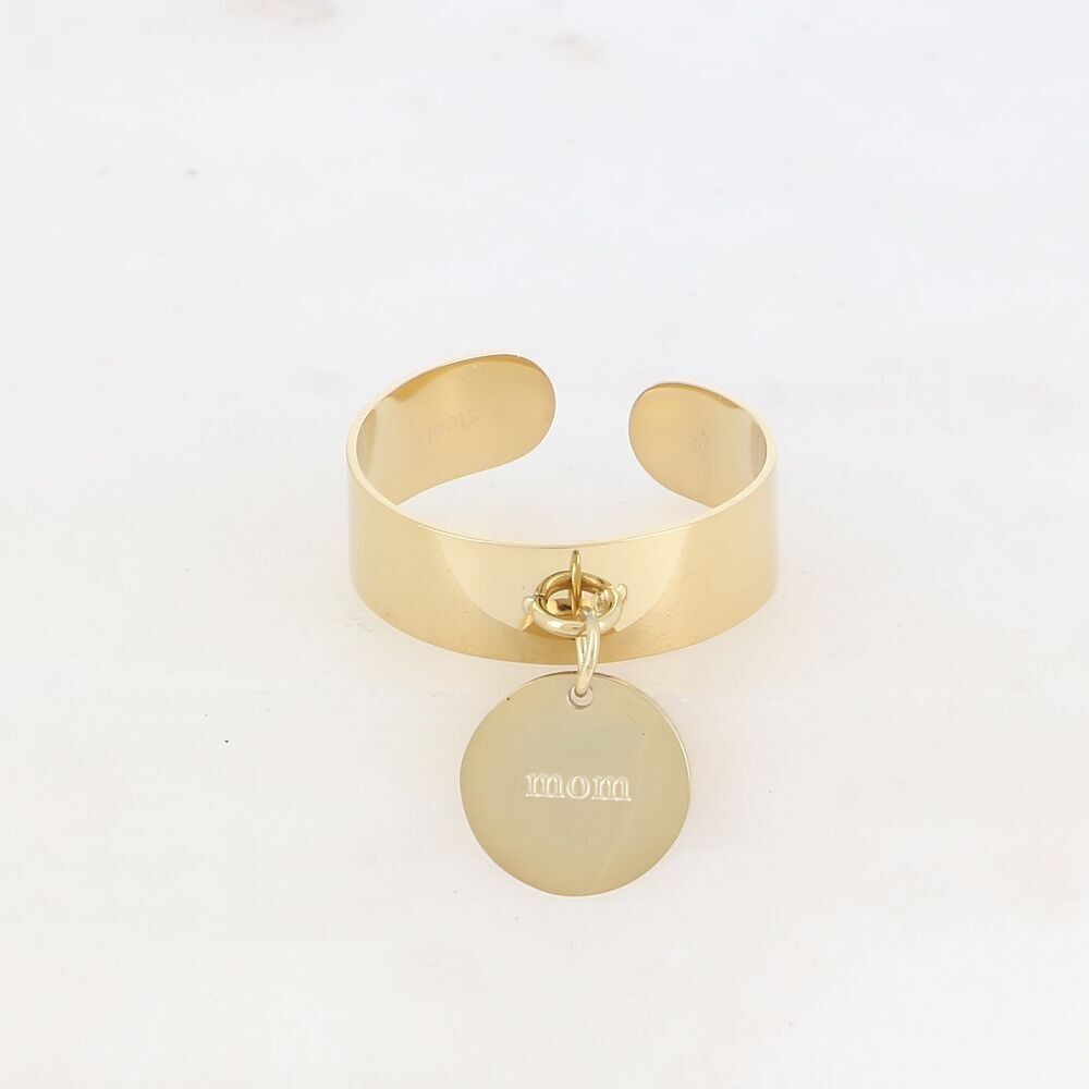 Moma-Ring – „Mom“-Quaste und Herz auf der anderen Seite eingraviert