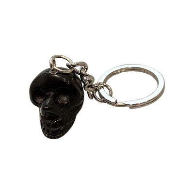 Obsidienne noire - Porte-clés tête de crâne en cristal