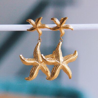Stainless steel statement earring 'Starfish'