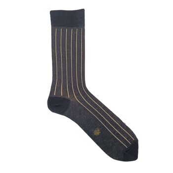 Chaussettes basses Miss noir-camel à rayures verticales 1