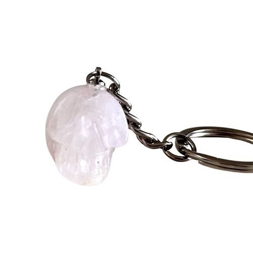 Rose Quartz - Crystal Skull Head Keychain