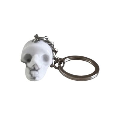 Howlite - Porte-clés tête de crâne en cristal